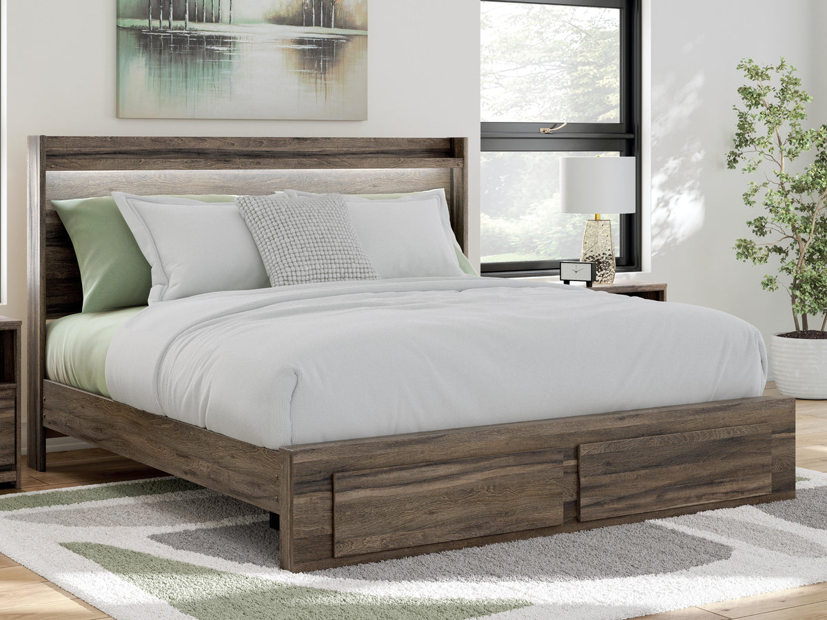 Elbrim King Panel Storage Bed, Dresser and Nightstand