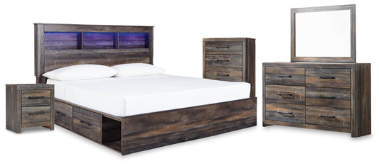 Drystan King Storage Bed, Dresser, Mirror, Chest and Nightstand