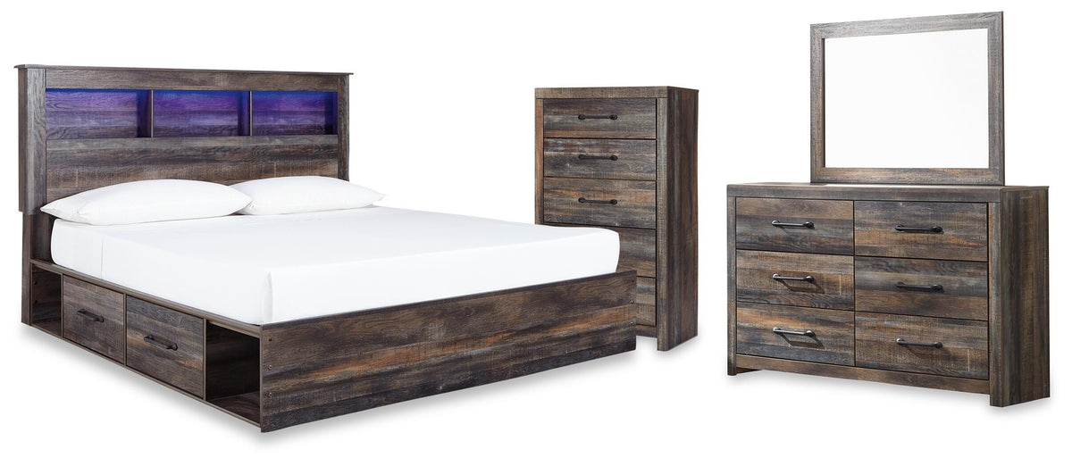 Drystan King Storage Bed, Dresser, Mirror and Chest