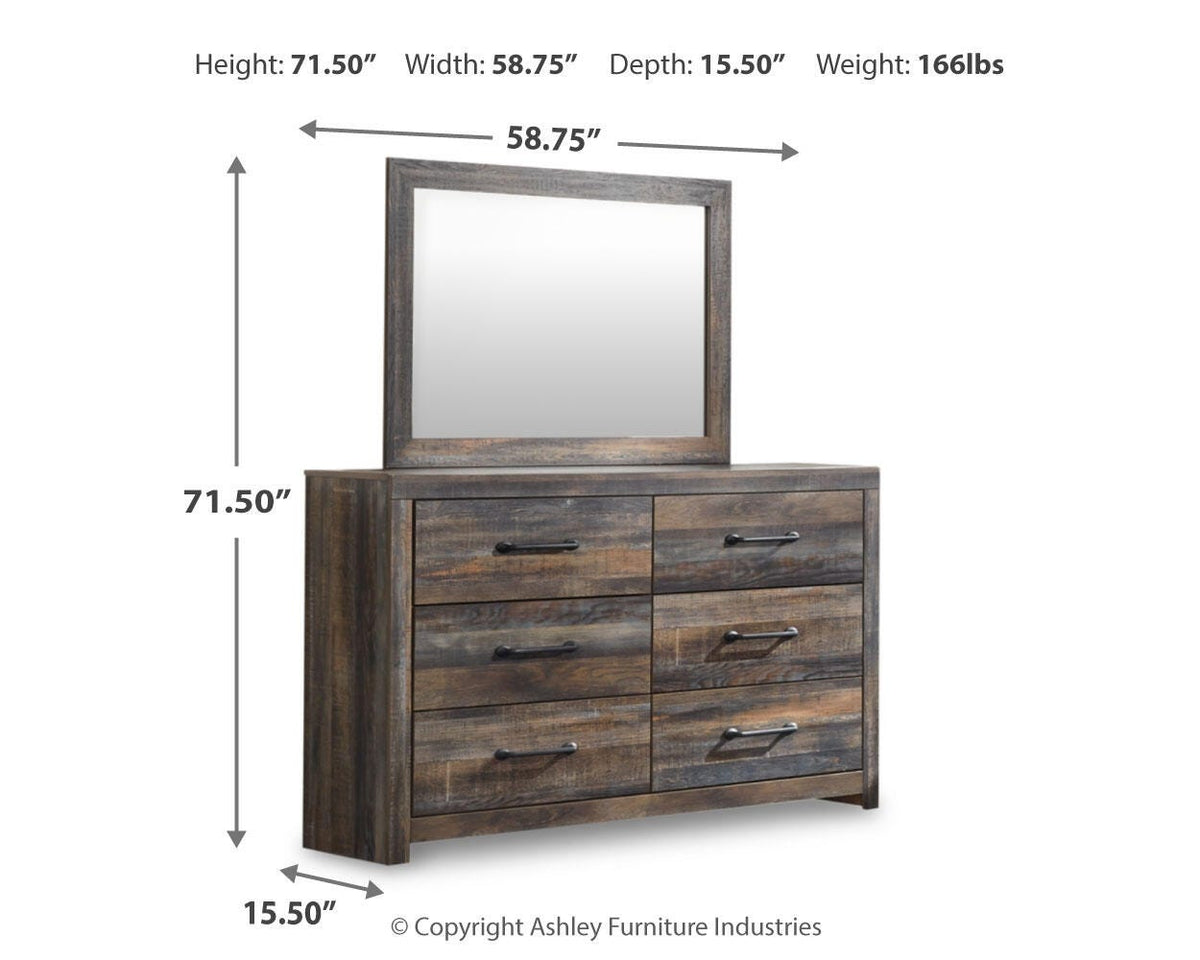 Drystan Queen Bookcase Storage Bed, Dresser, Mirror and Nightstand
