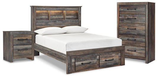 Drystan Full Bookcase Storage Bed, Chest and Nightstand