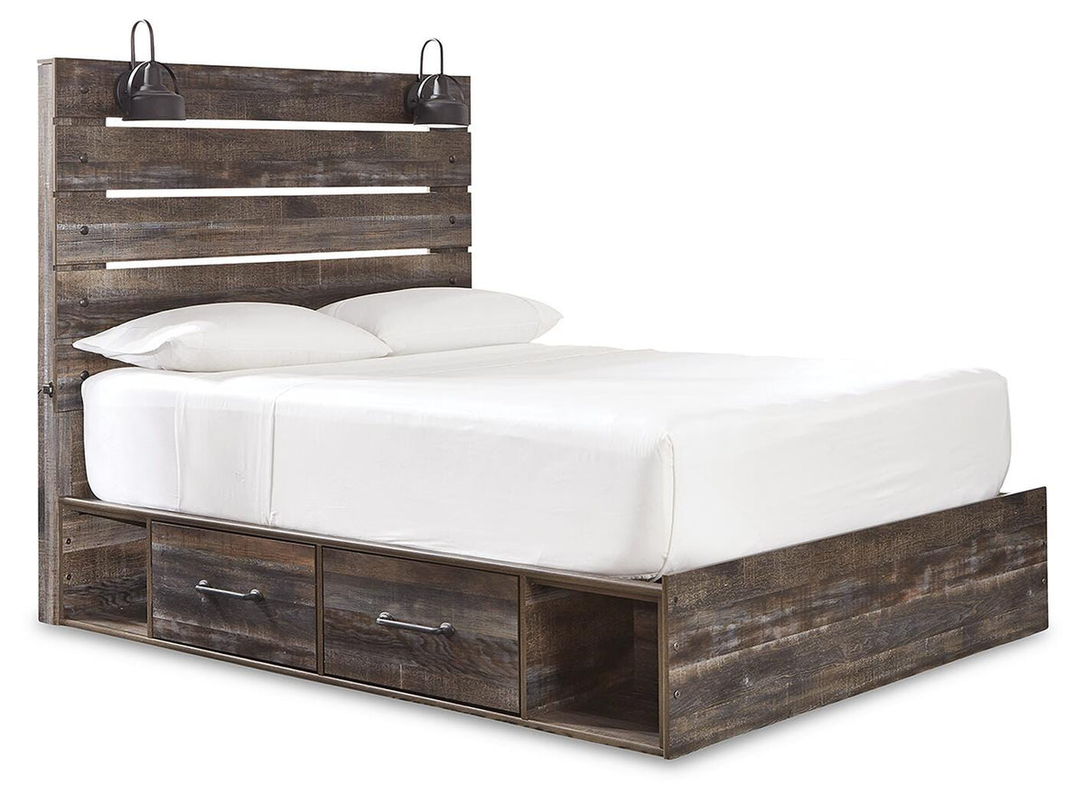 Drystan Queen Panel Storage Bed, Dresser, Mirror, Chest and Nightstand
