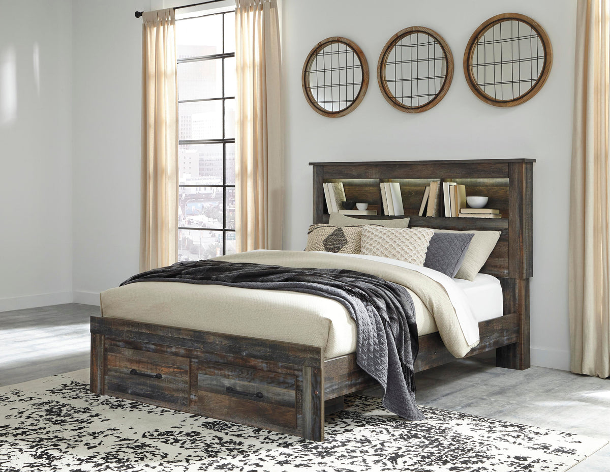 Drystan Queen Bookcase Storage Bed, Dresser and Mirror