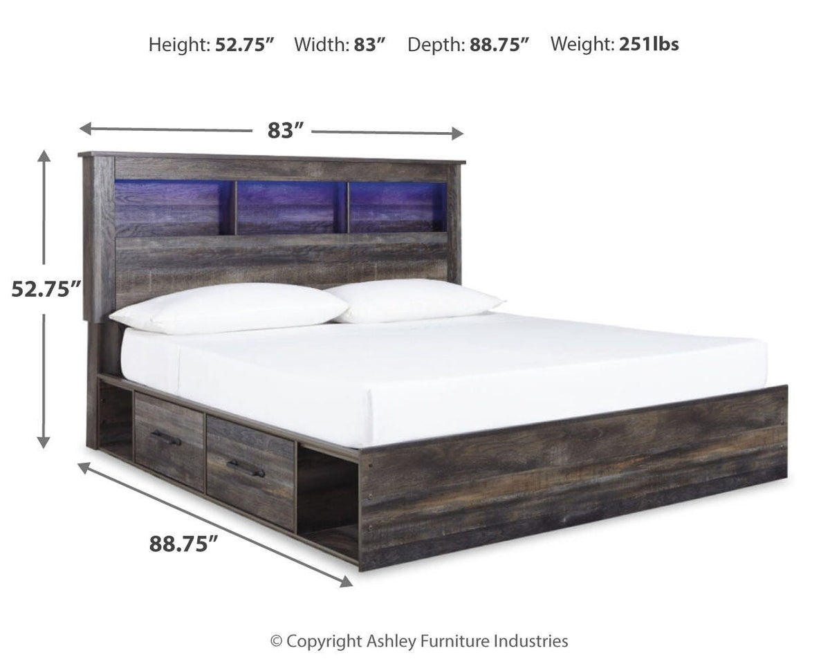 Drystan King Bookcase Bed with 2 Storage Drawers