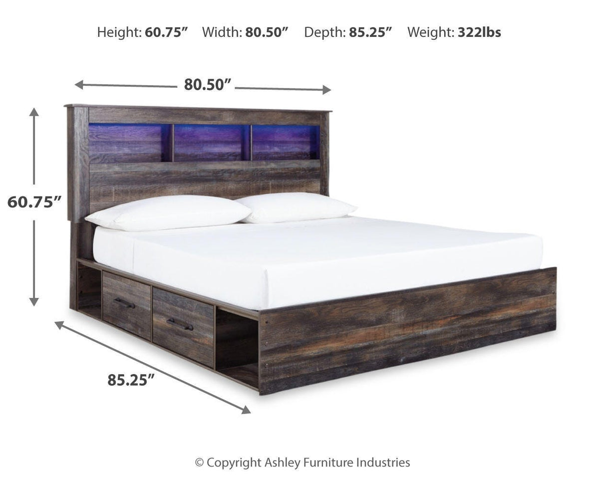 Drystan King Storage Bed, Dresser, Mirror, Chest and Nightstand