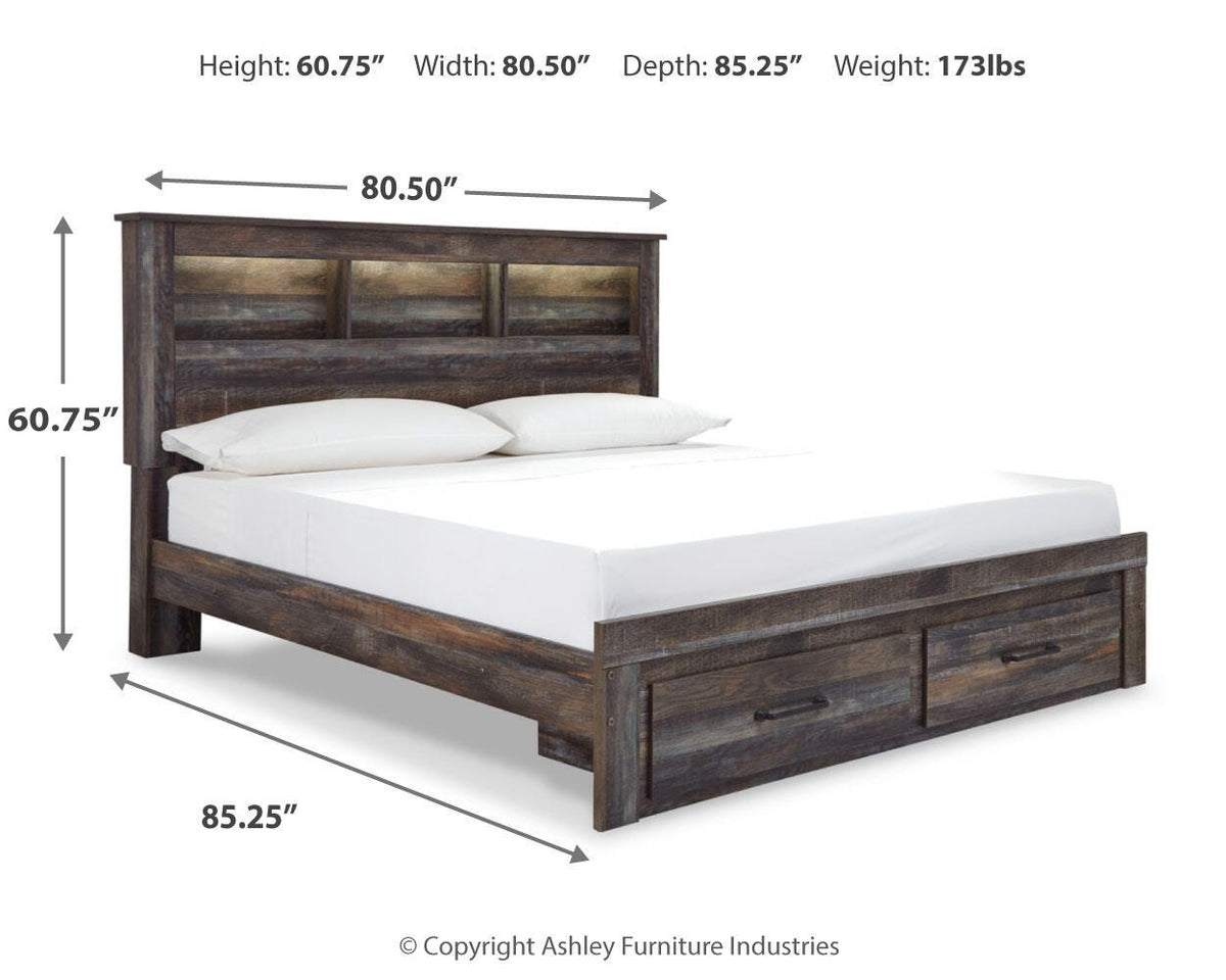 Drystan King Bookcase Storage Bed, Dresser, Mirror, Chest and Nightstand