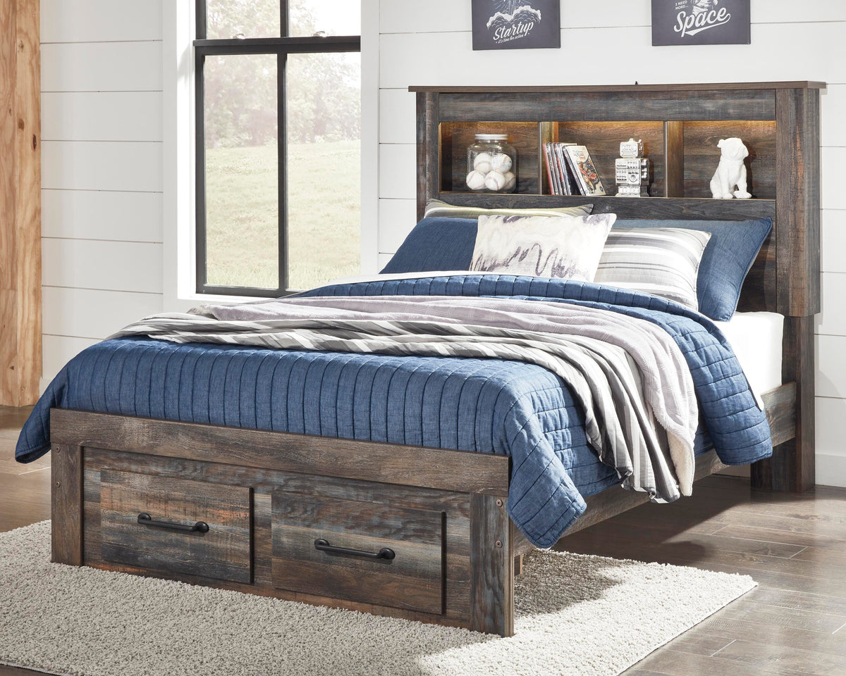Drystan Full Bookcase Storage Bed, Chest and Nightstand