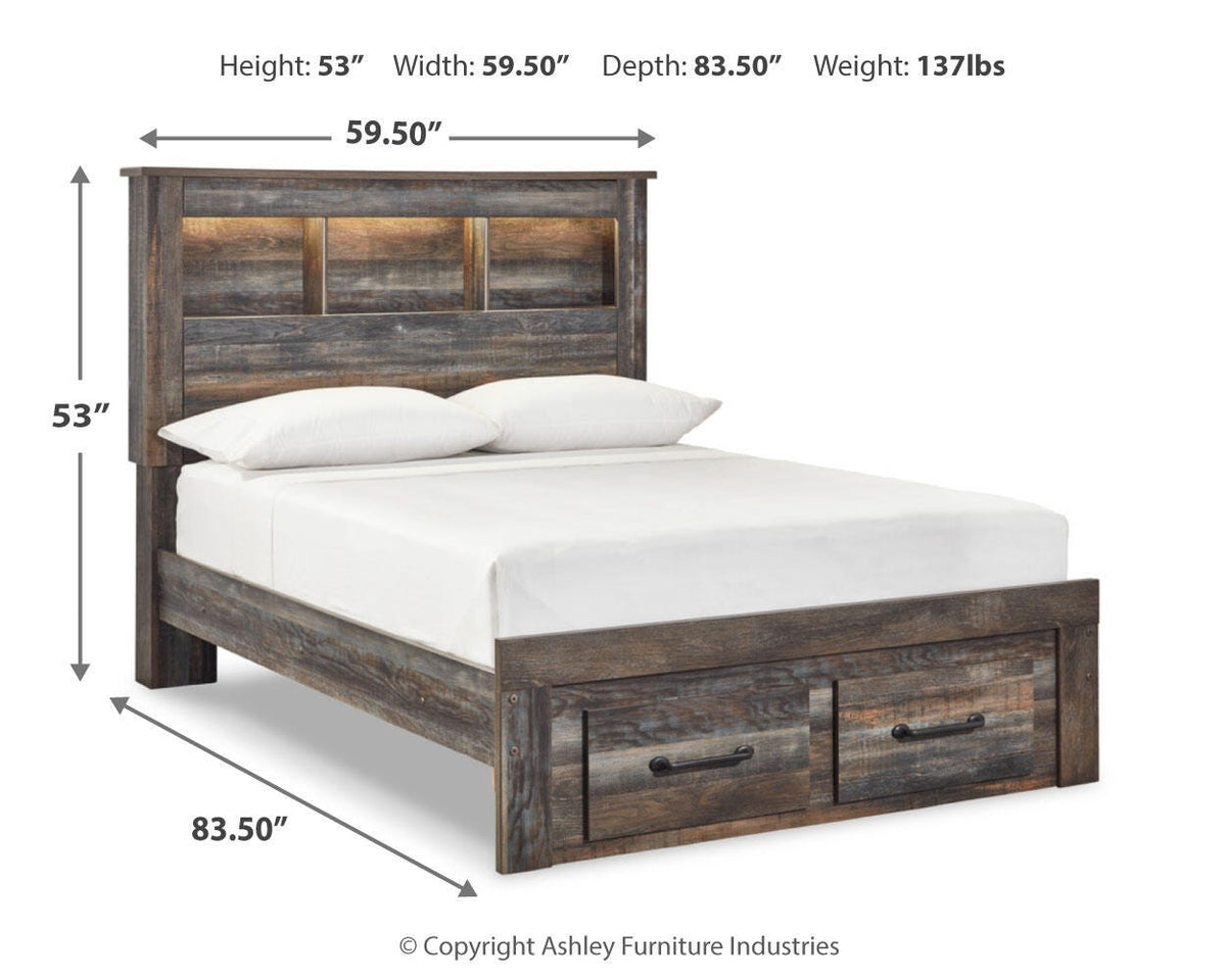 Drystan Full Bookcase Storage Bed, Dresser and Mirror