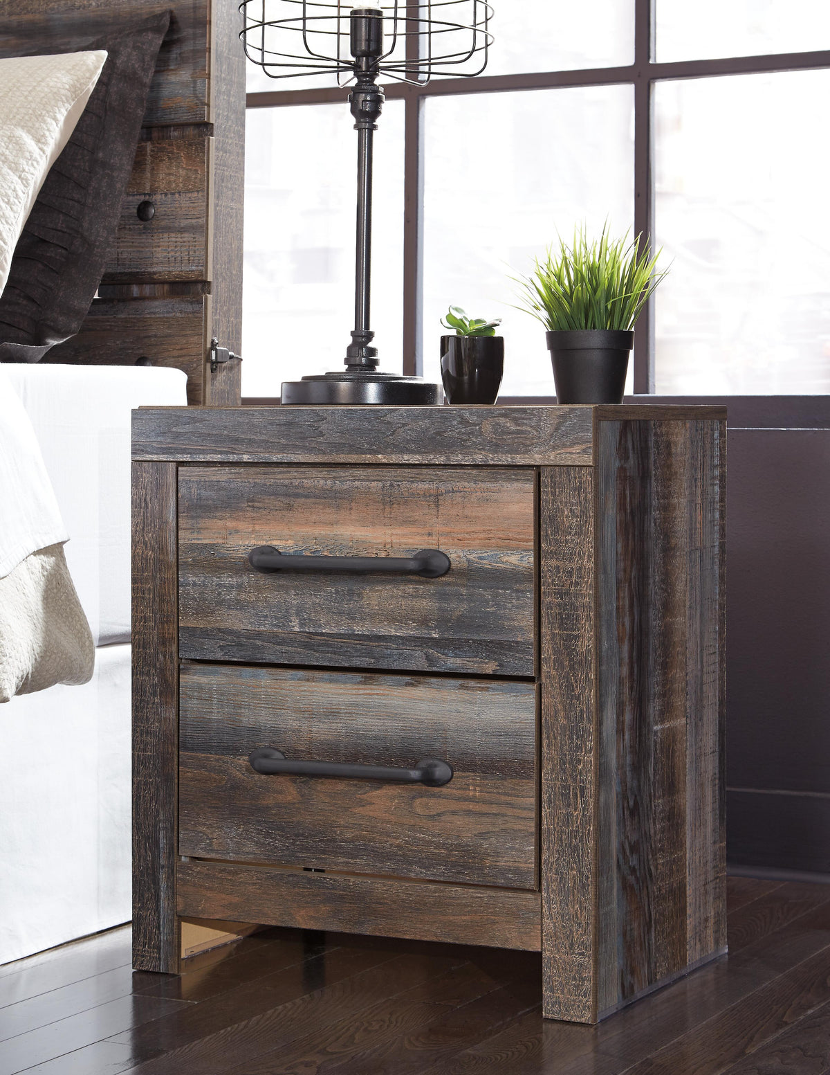 Drystan Full Bookcase Bed with 2 Sided Storage and Nightstand