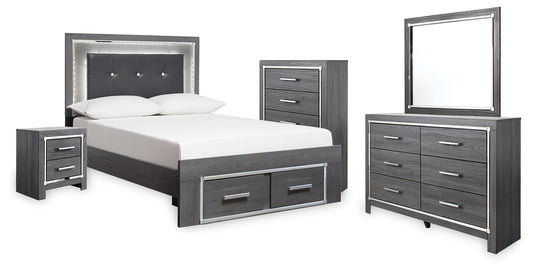Lodanna Full Storage Bed, Dresser, Mirror, Chest and Nightstand