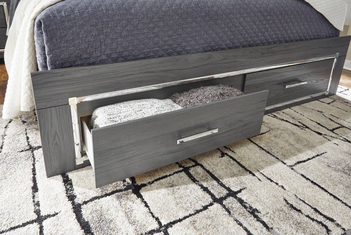 Lodanna King Upholstered Storage Bed, Dresser, Mirror, Chest and 2 Nightstands