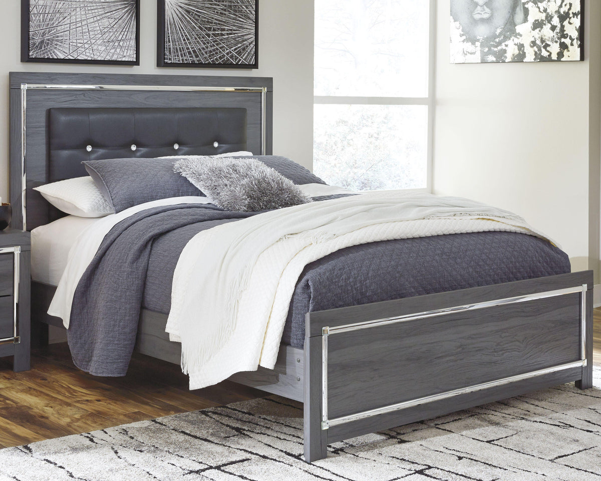 Lodanna Queen Upholstered Panel Bed, Dresser and Mirror