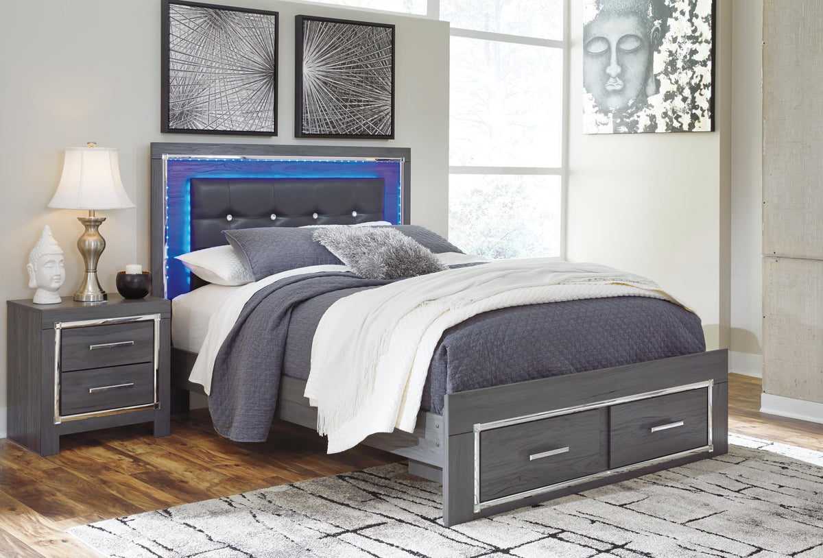 Lodanna Queen Upholstered Panel Bed, Dresser, Mirror and 2 Nightstands