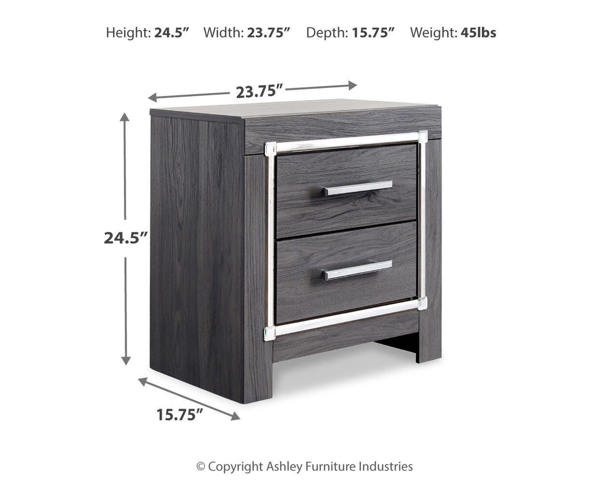 Lodanna King Upholstered Storage Bed, Dresser, Mirror, and Nightstand