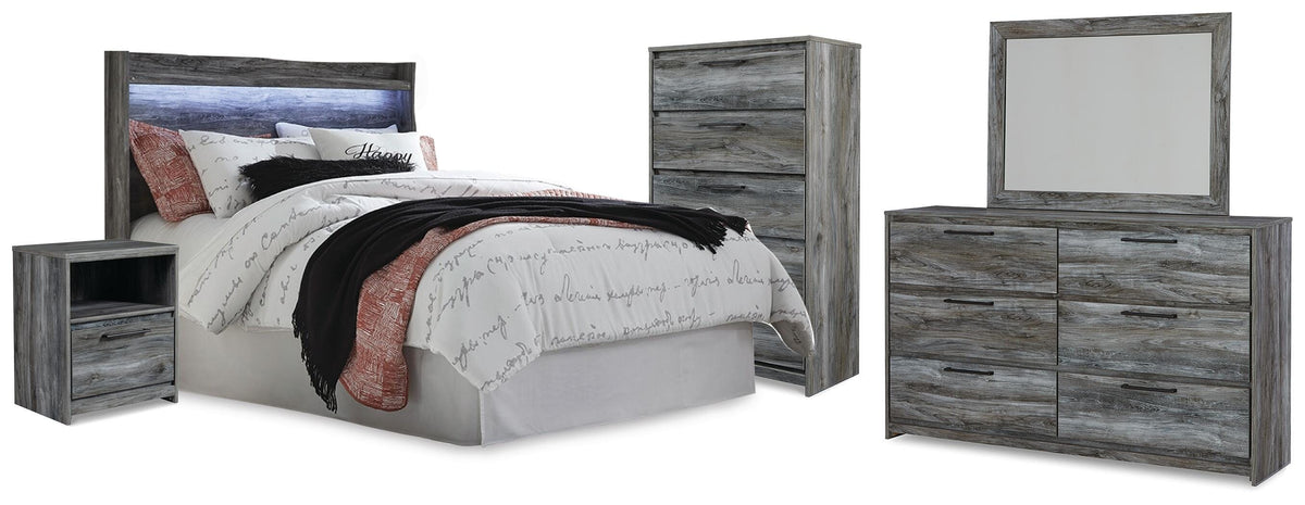 Baystorm Queen Panel Headboard, Dresser, Mirror, Chest and Nightstand