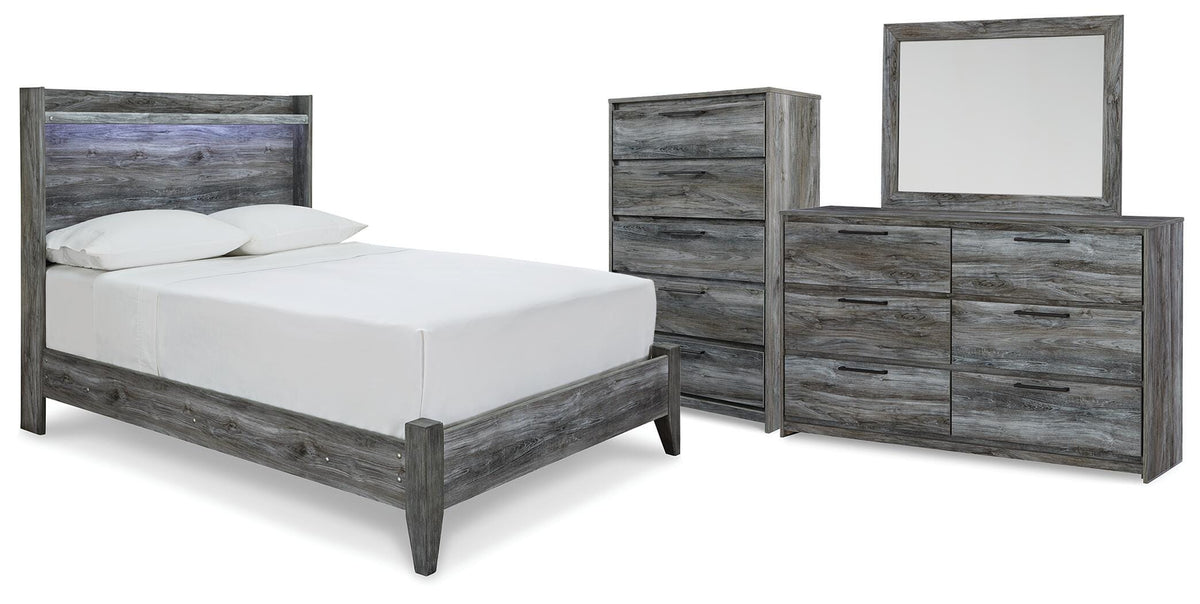 Baystorm Full Panel Bed, Dresser, Mirror and Chest