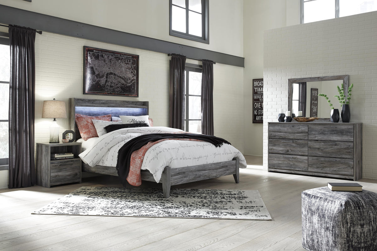 Baystorm Queen Panel Bed, Dresser, Mirror and Nightstand