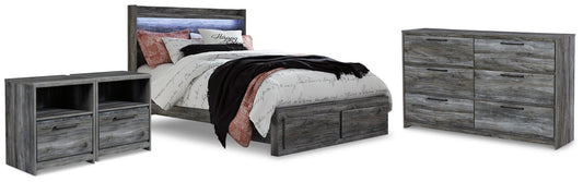 Baystorm Queen Panel Storage Bed, Dresser and 2 Nightstands