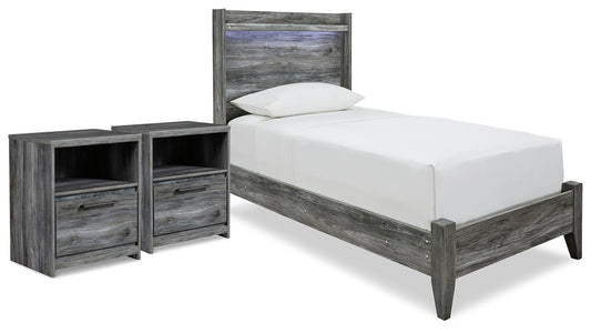 Baystorm Twin Panel Bed and 2 Nightstands