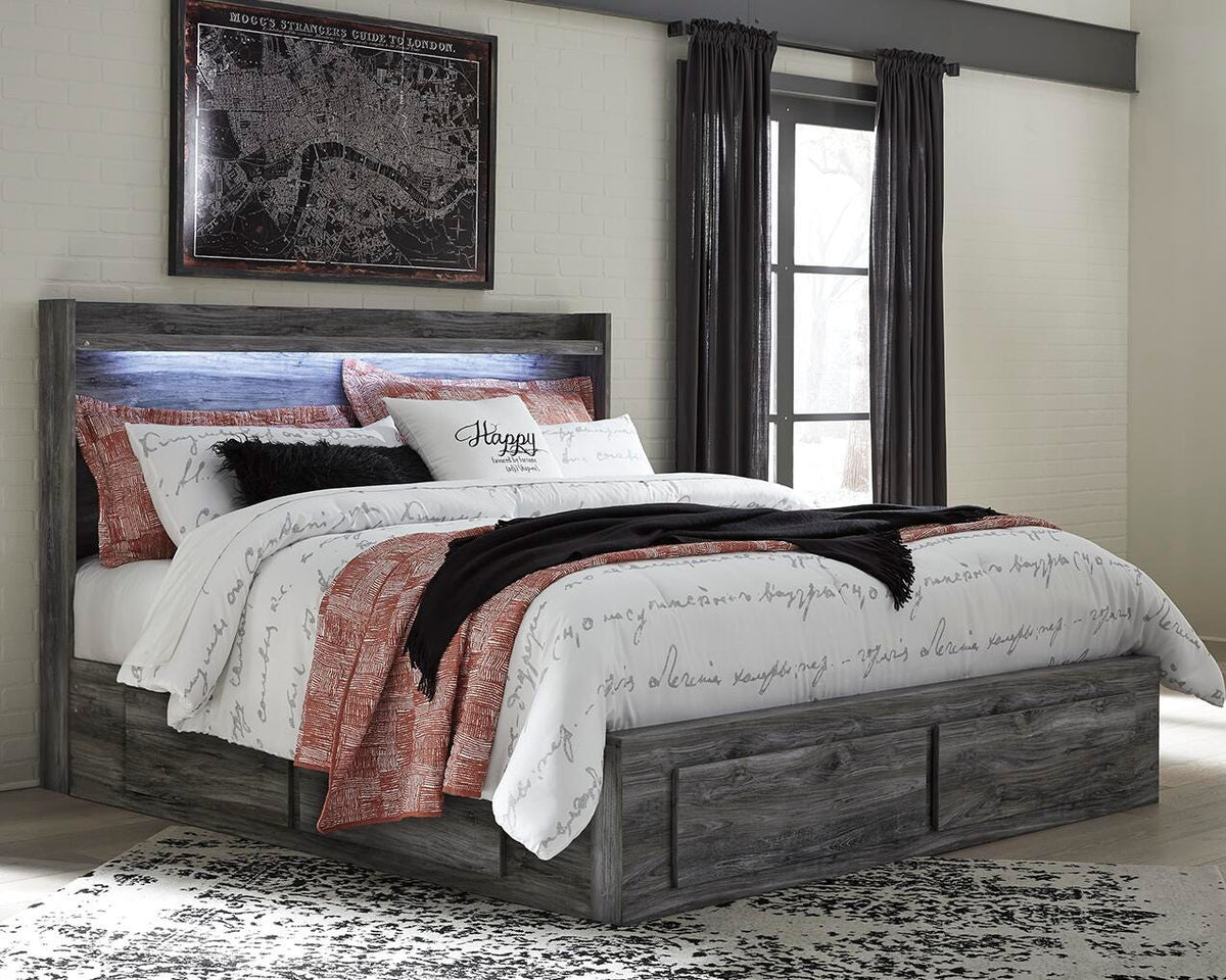 Baystorm King Storage Bed, Dresser, Mirror, Chest and Nightstand