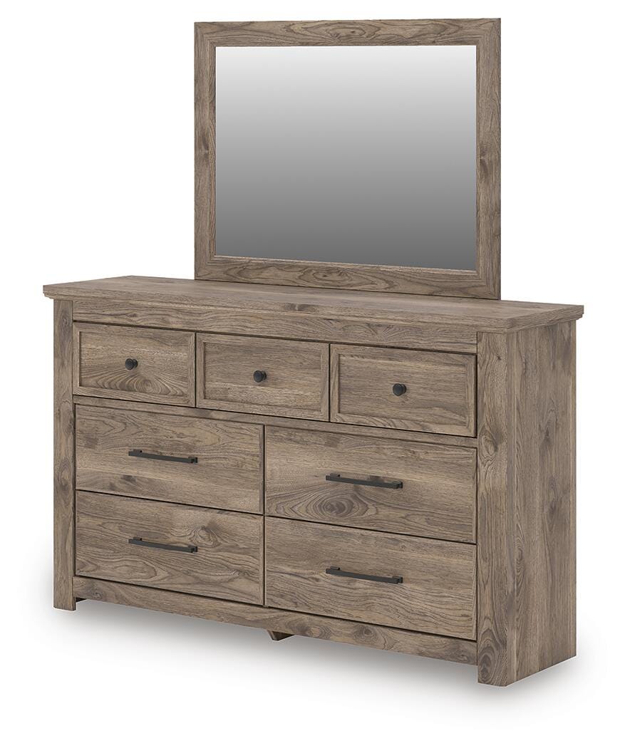 Rusticott King Panel Bed, Dresser, Mirror and Nightstand