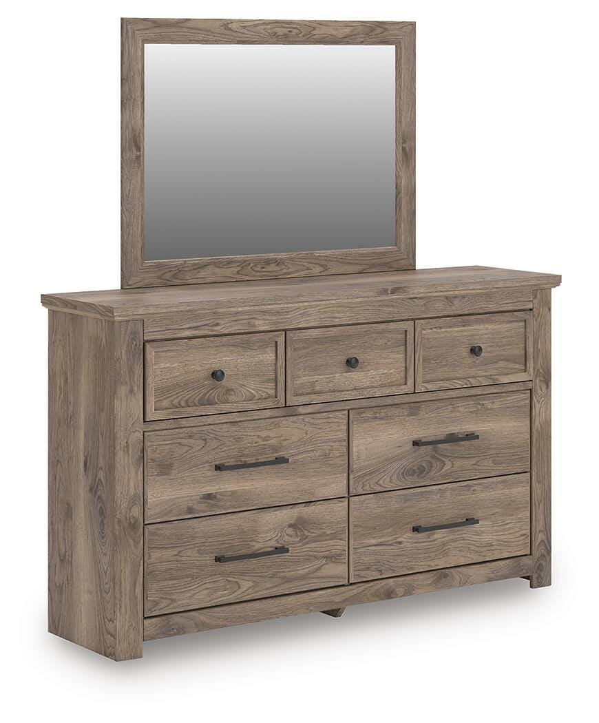 Rusticott King Panel Bed, Dresser, Mirror and Nightstand