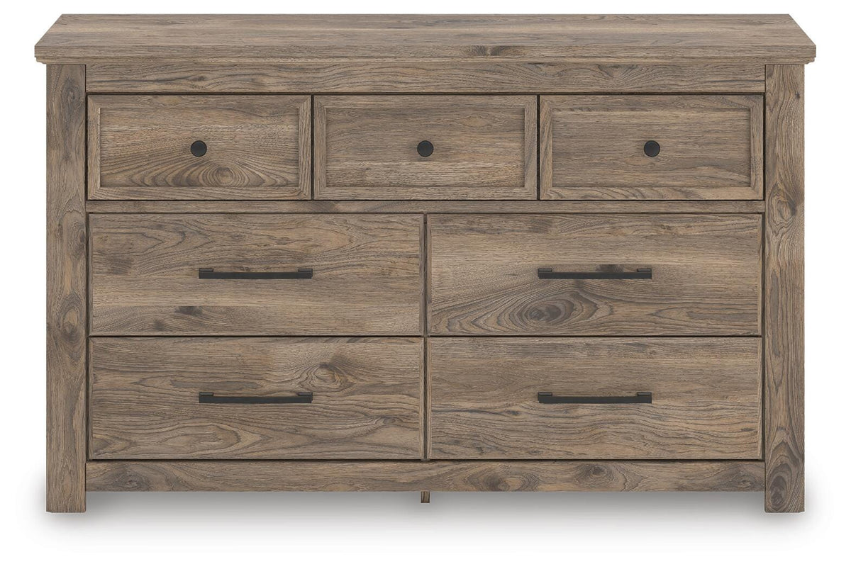 Rusticott Queen Poster Bed, Dresser and Nightstand