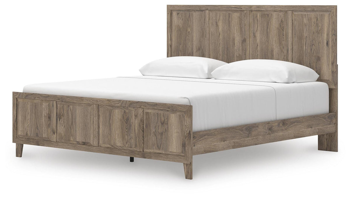 Rusticott King Panel Bed, Dresser, Mirror and Nightstand