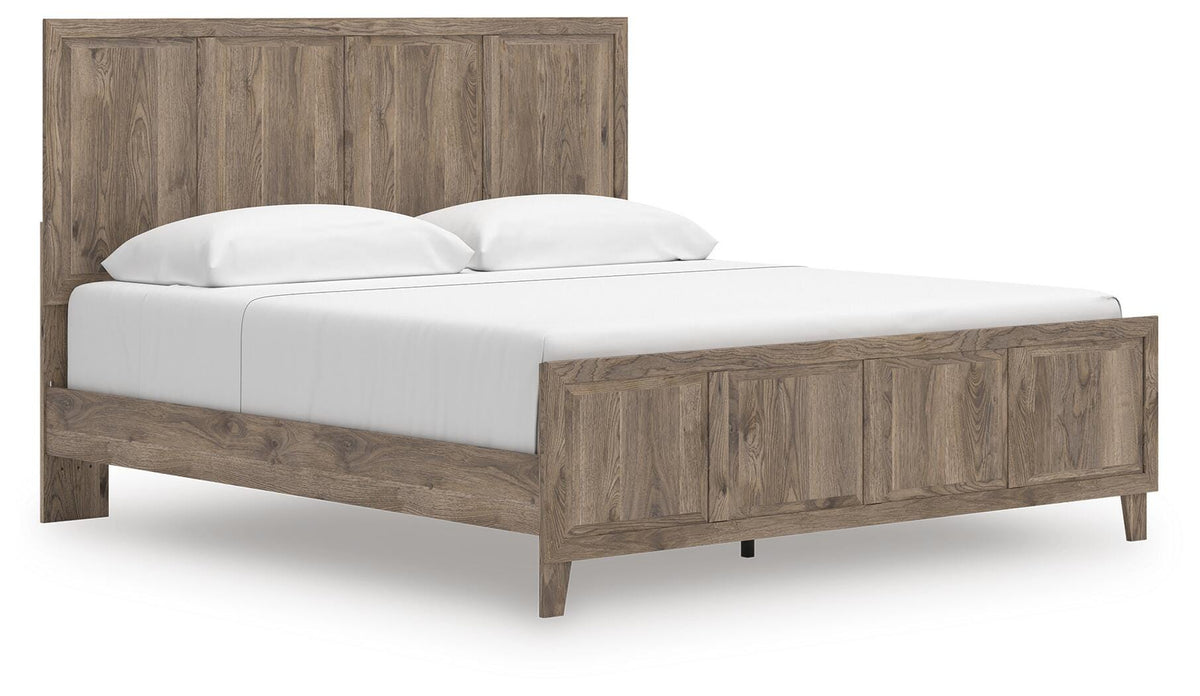 Rusticott King Panel Bed, Dresser, Mirror and Nightstand