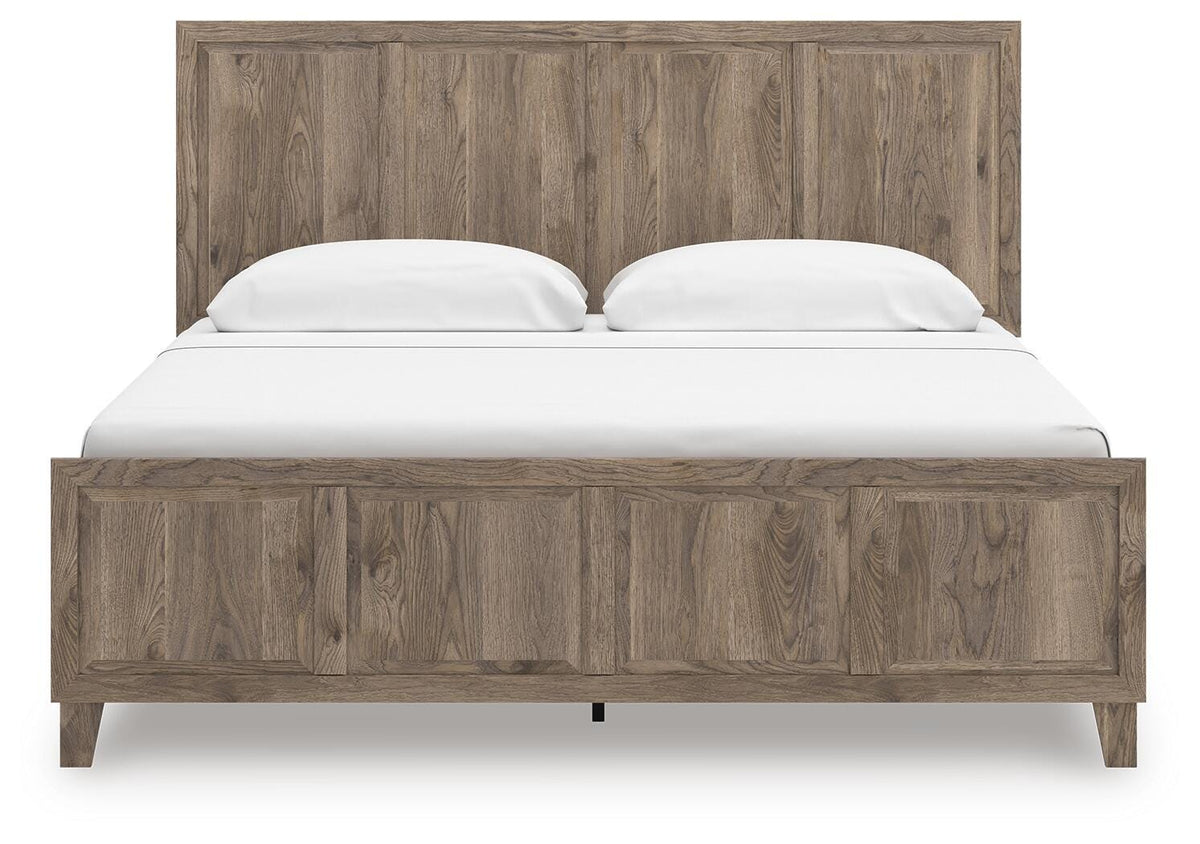 Rusticott King Panel Bed, Dresser, Mirror and Nightstand