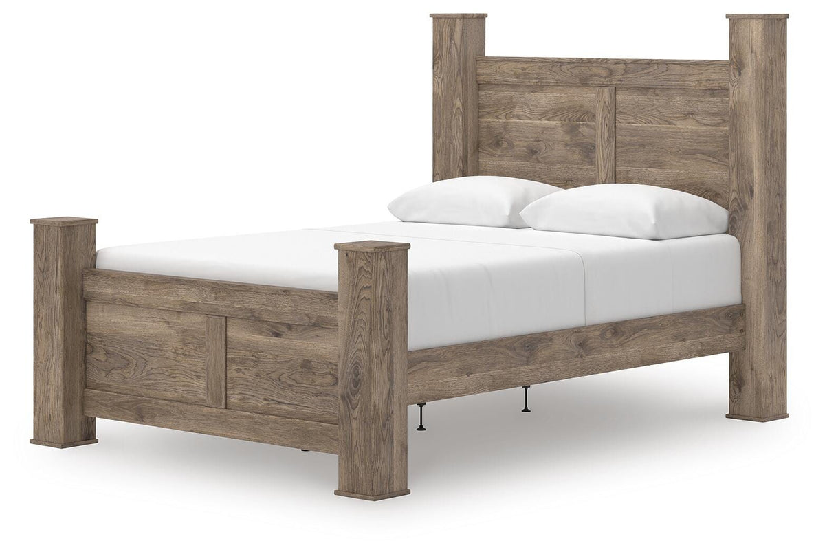 Rusticott Queen Poster Bed, Dresser and Nightstand