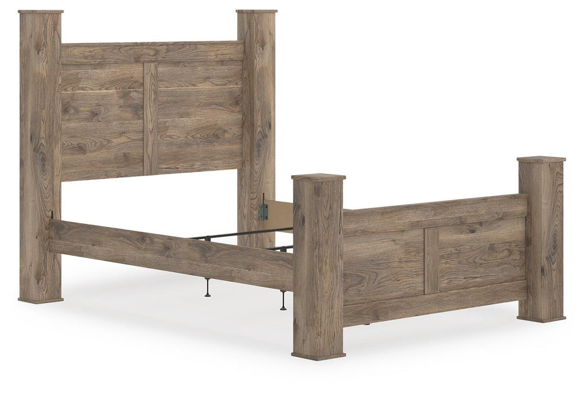 Rusticott Queen Poster Bed, Dresser and Nightstand