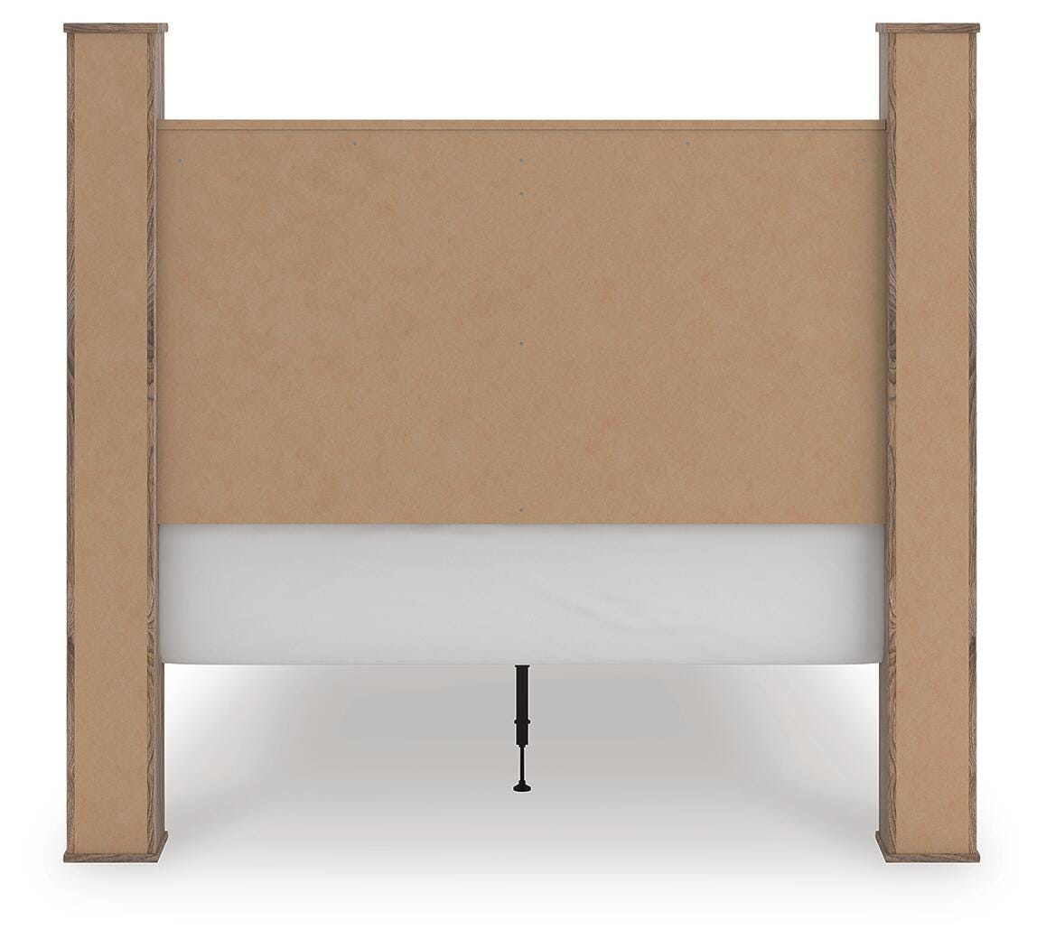 Rusticott Queen Poster Bed, Dresser, Mirror and Nightstand