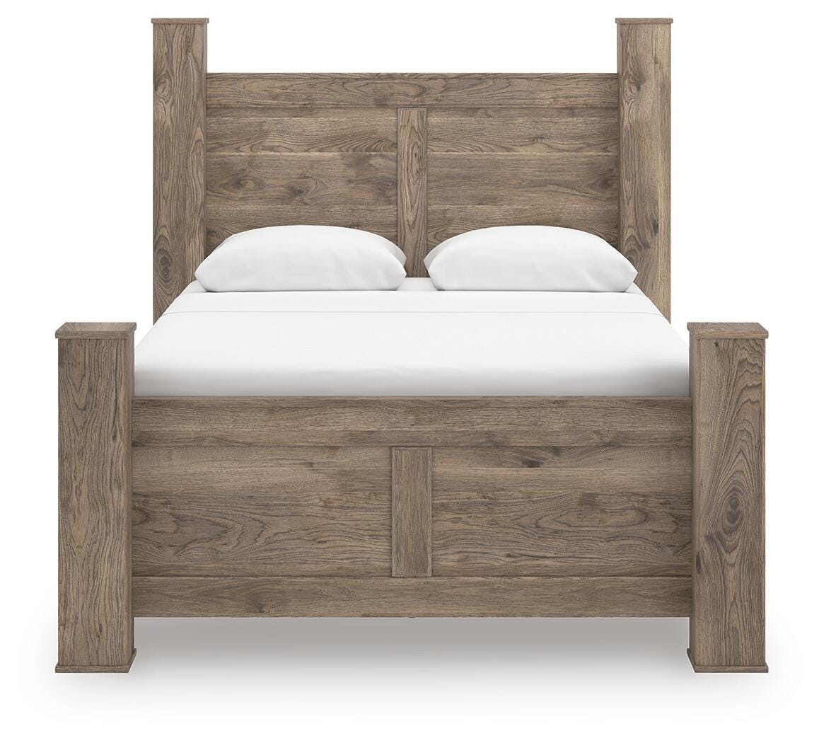 Rusticott Queen Poster Bed, Dresser, Mirror and Nightstand