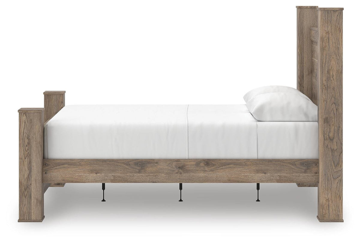 Rusticott Queen Poster Bed, Dresser and Nightstand