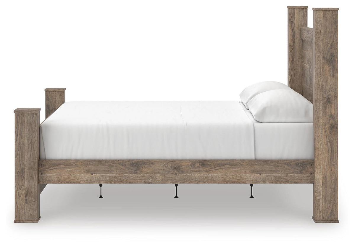Rusticott King Poster Bed, Dresser and Nightstand