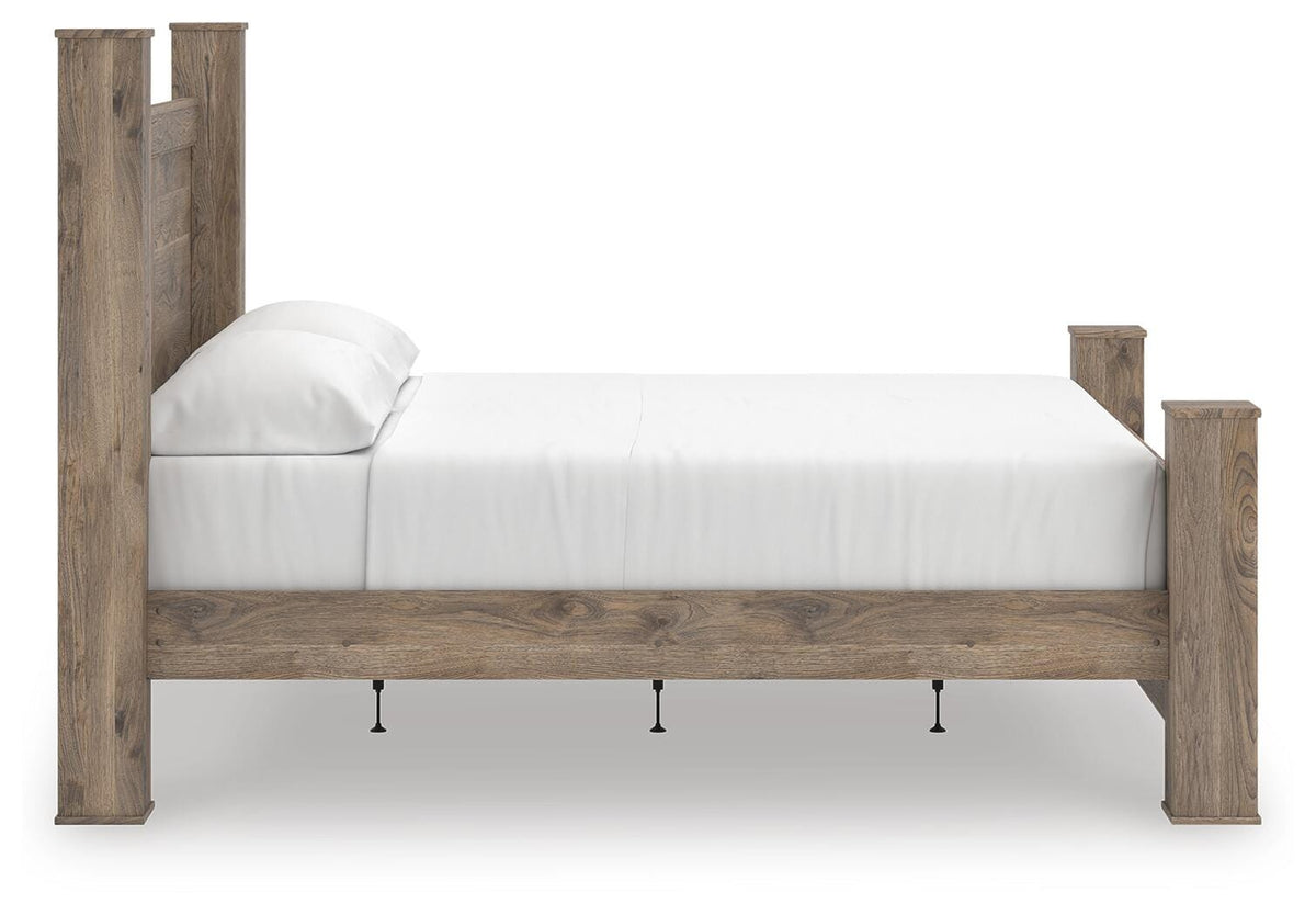 Rusticott King Poster Bed, Dresser, Mirror and Nightstand