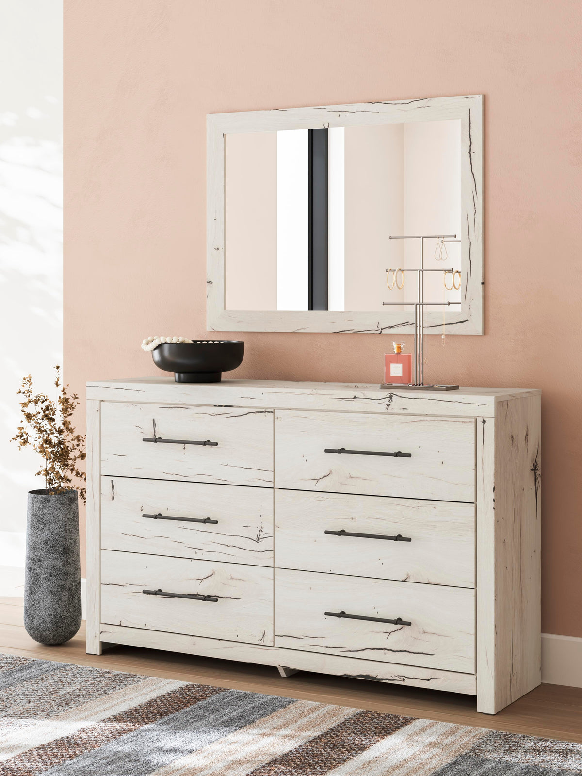 Lawroy King Panel Storage Bed, Dresser, Mirror, Chest and 2 Nightstands
