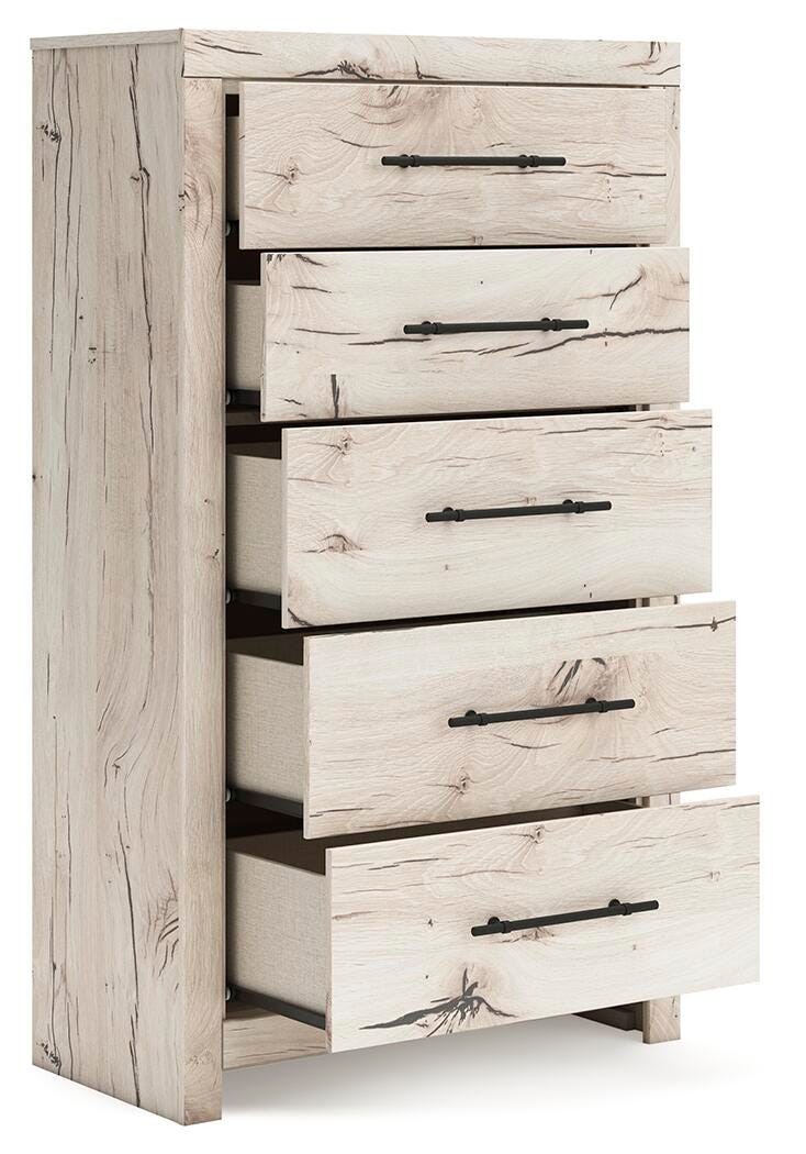 Lawroy King Panel Bed, Dresser, Mirror, Chest and Nightstand