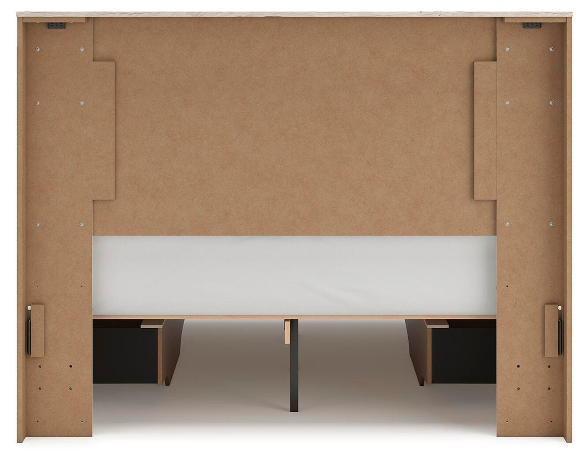 Lawroy Queen Panel Bed with Storage, Dresser and Mirror