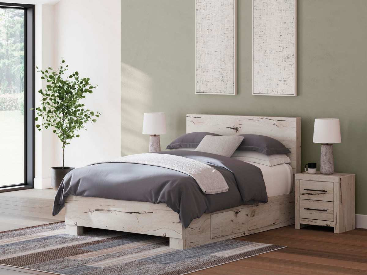 Lawroy Queen Panel Bed with Storage, Dresser and Mirror