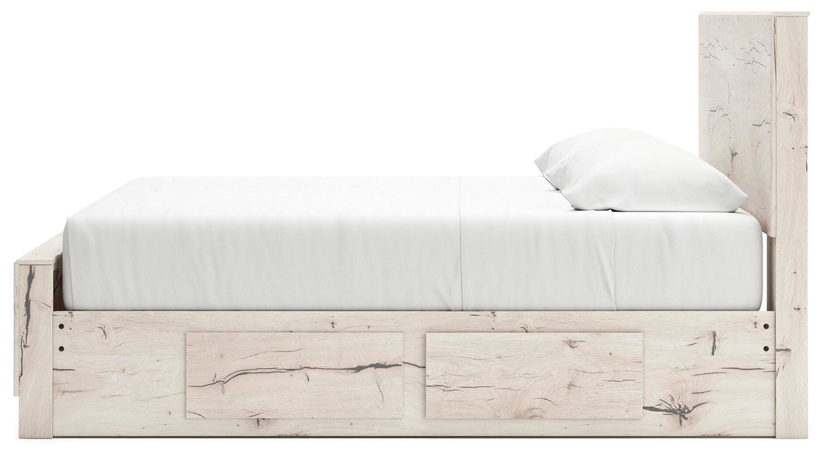Lawroy King Panel Bed with Storage, Dresser and Mirror