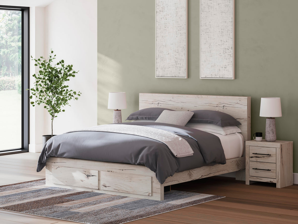Lawroy King Panel Storage Bed, Dresser, Mirror, Chest and 2 Nightstands