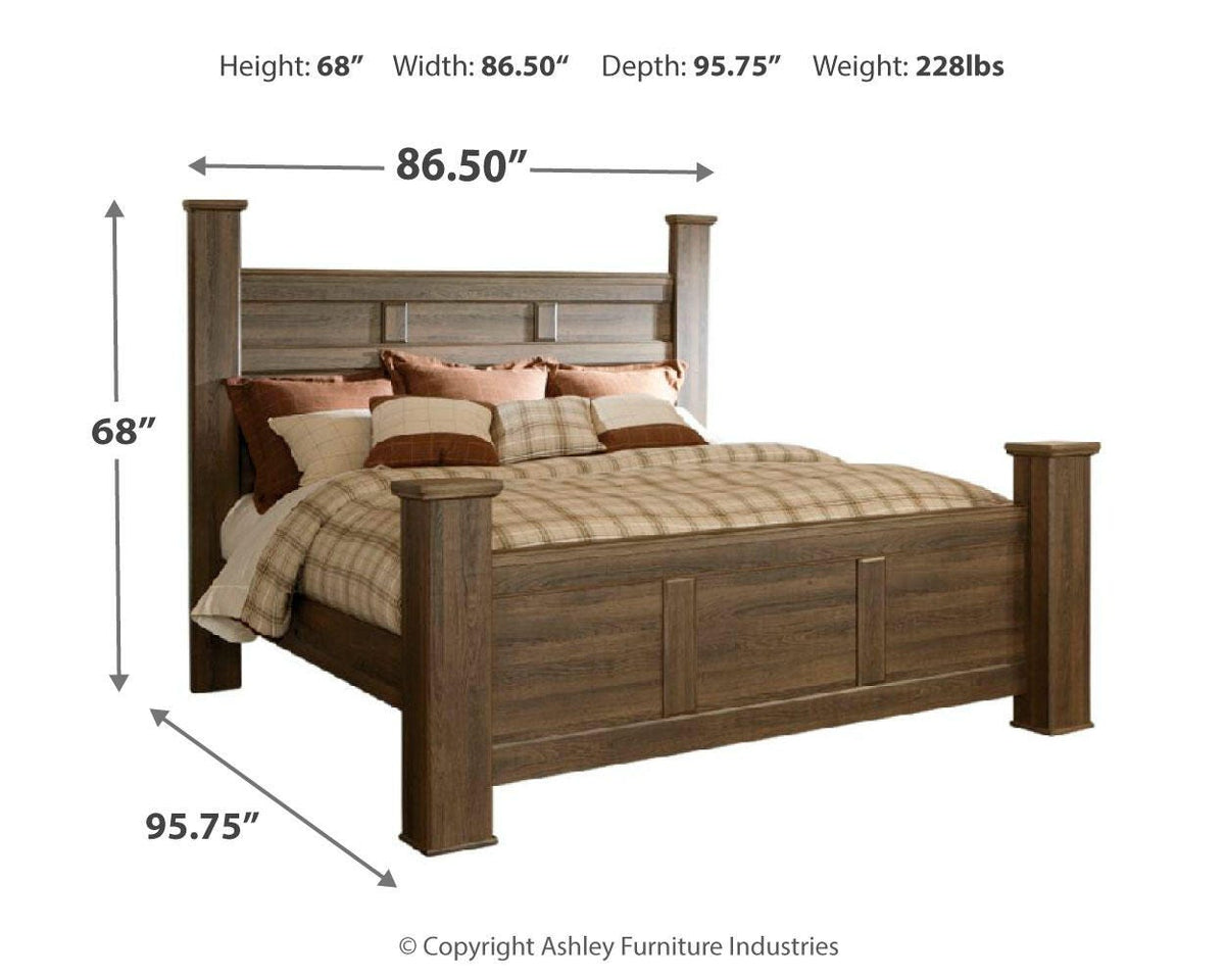 Juararo King Poster Bed, Chest and Nightstand