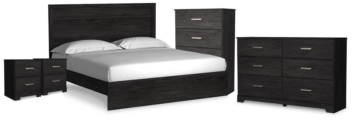 Belachime King Panel Bed, Dresser, Chest and 2 Nightstands