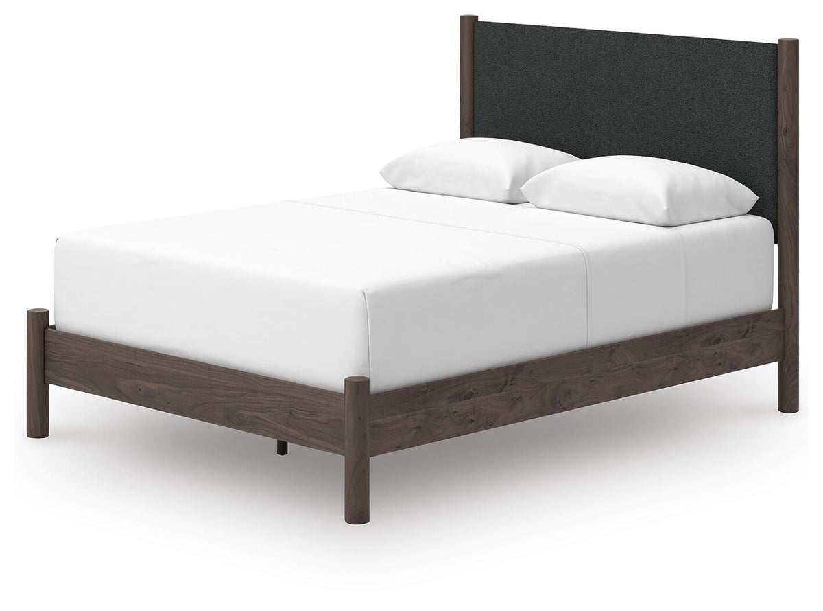 Pamytta Queen Upholstered Panel Bed, Dresser and Mirror