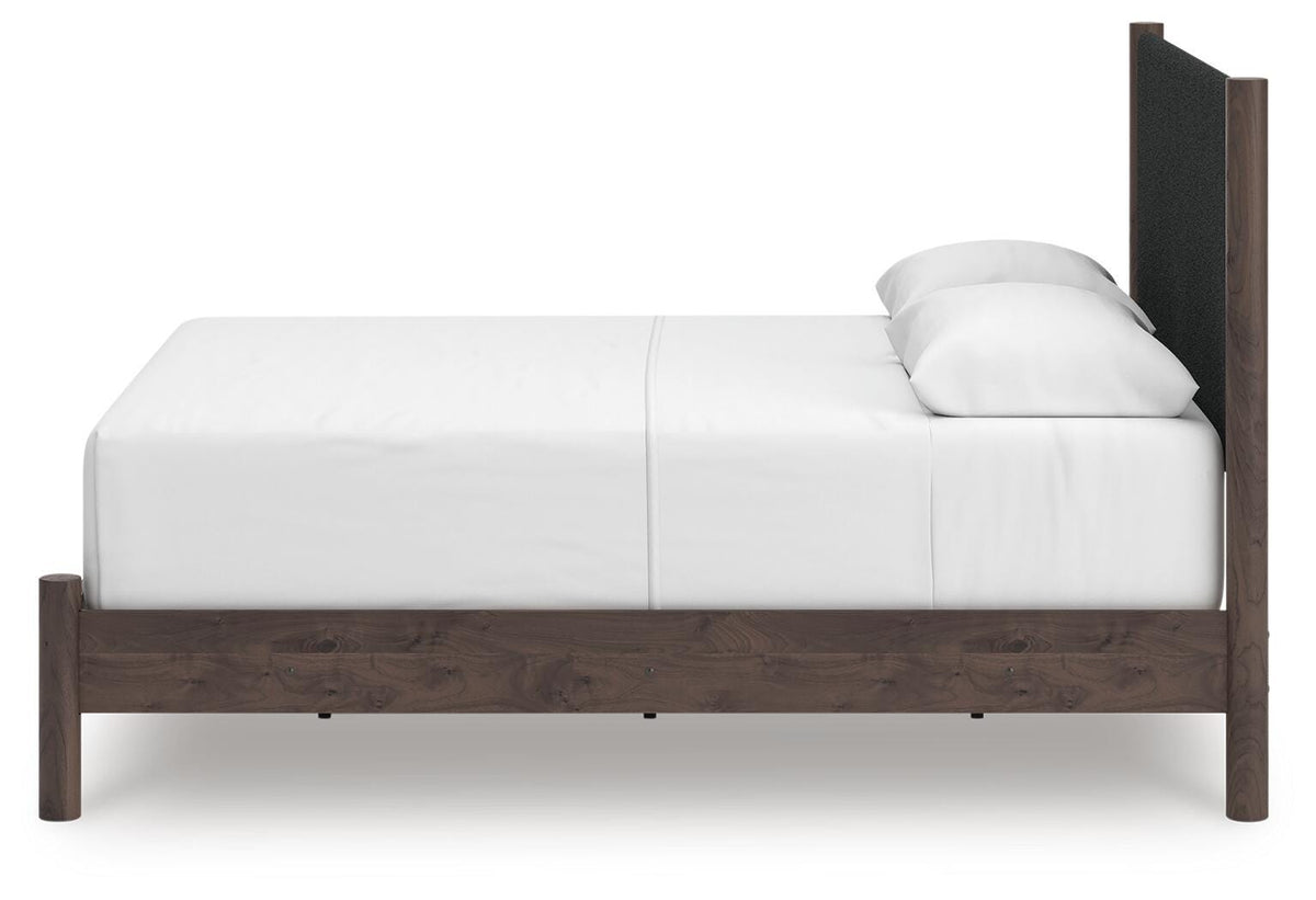 Pamytta Queen Upholstered Panel Bed, Dresser and Mirror