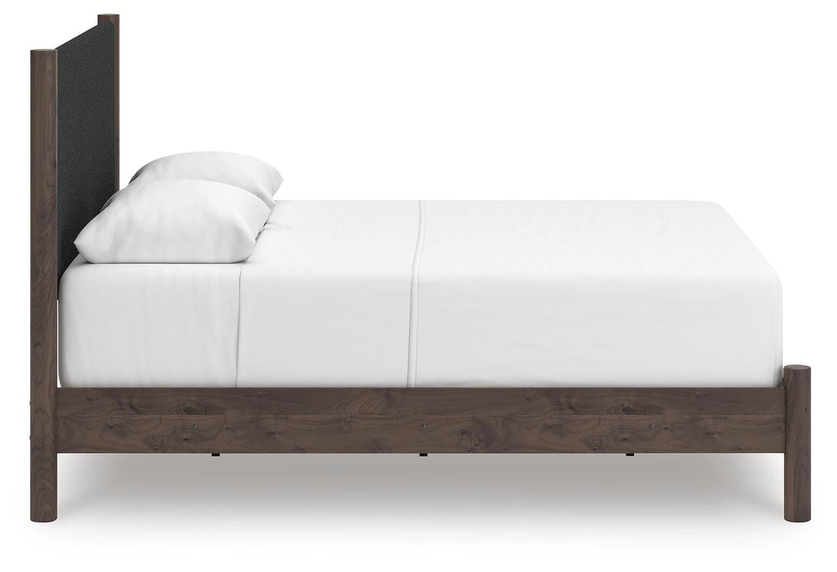 Pamytta Queen Upholstered Panel Bed, Dresser and Mirror
