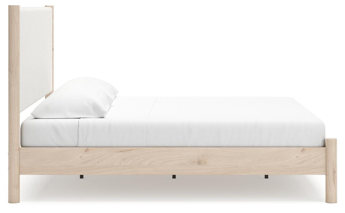 Cadmori King Upholstered Panel Bed, Dresser and Nightstand