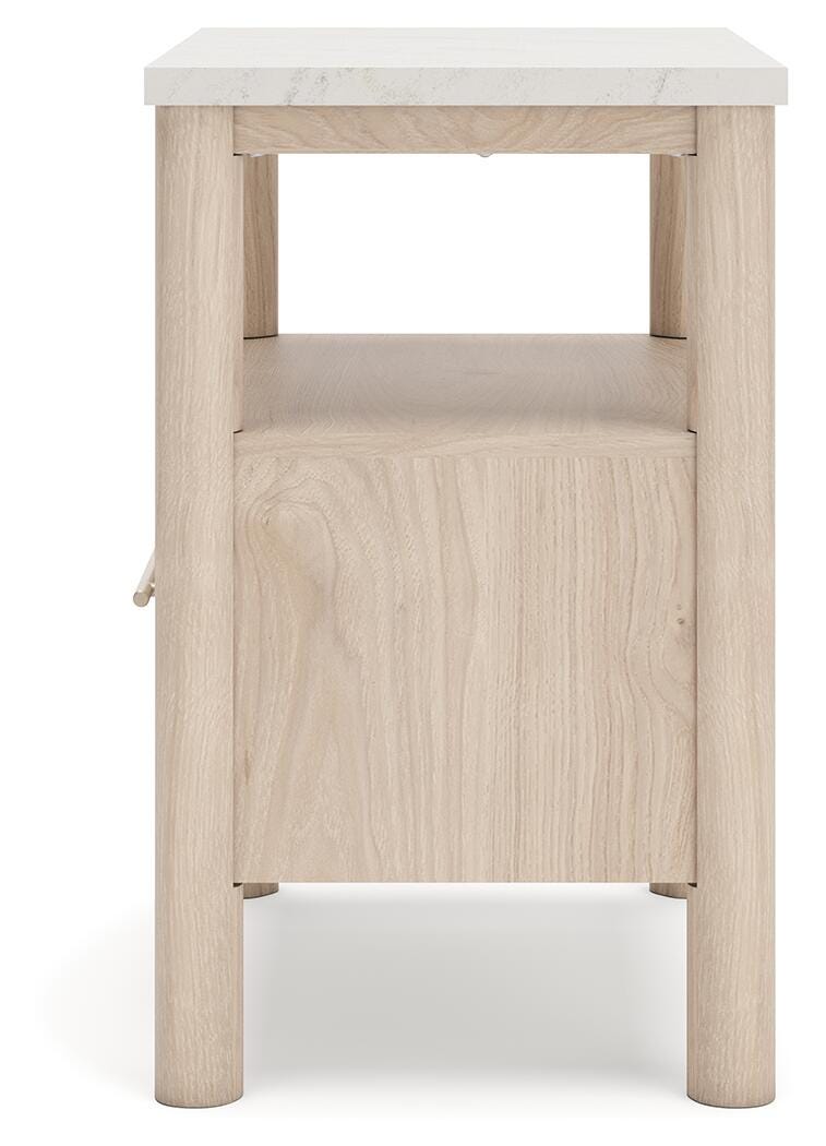 Cadmori King Upholstered Panel Bed, Dresser, Mirror and Nightstand